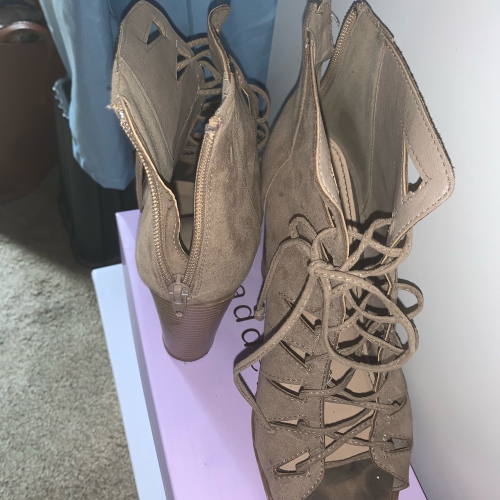 Lace Up Open Towed Booties Justfab - image 3